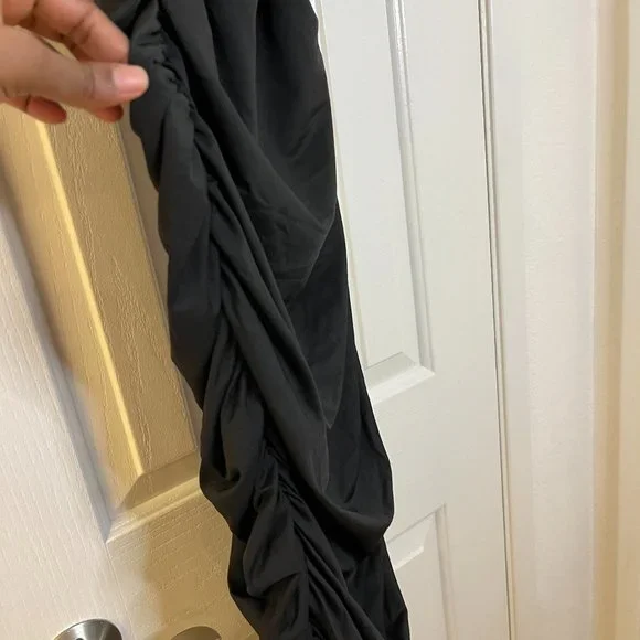 NWOT Women Ruched Tight Dress Sexy Spaghetti Strap V Neck Midi Dress - Picture 5 of 6